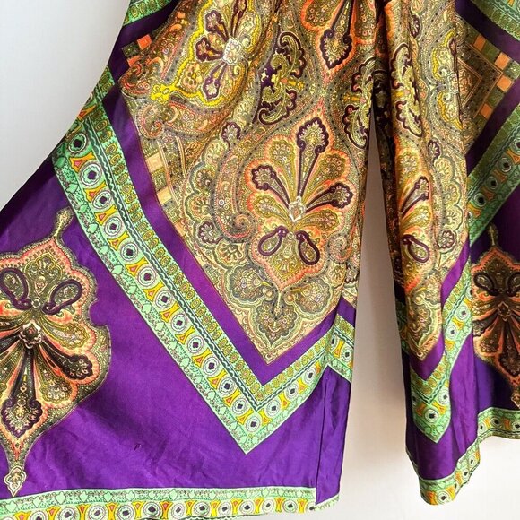 Vintage Algo 70s Wild Paisley Print Wide Leg Jumpsuit S - Picture 4 of 9